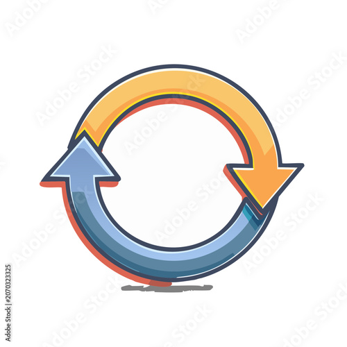 Circular Arrow Loop Icon in Flat Style