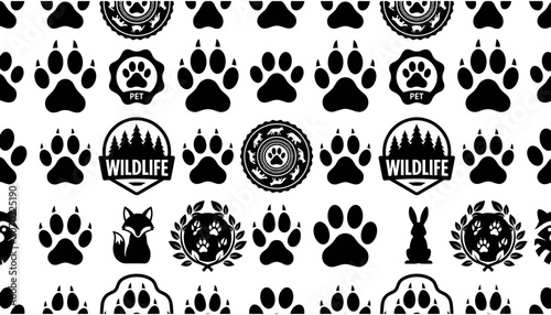 Photography Pet Wildlife Paw Print Animal Pattern Vector Collection