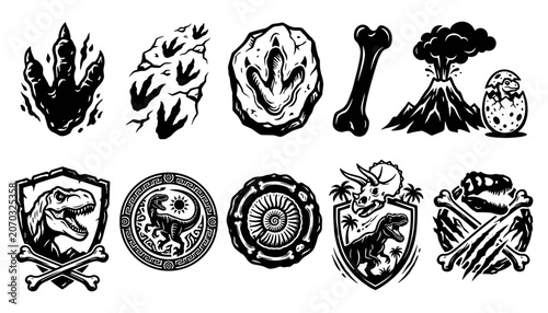 Foto Dinosaur Fossil Prehistoric Animal Icon Vector Collection