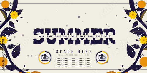 summer promotional  banner background design with copy space