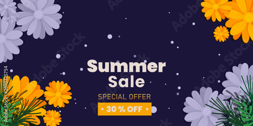 summer sale promotional banner background design with copy space