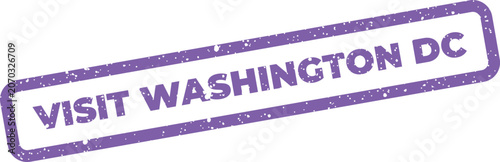 Distressed rubber stamp imprint with text reading Visit Washington DC in simple block letter font