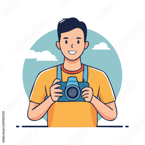 Flat illustration of man holding camera