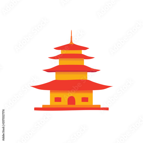 Flat vector illustration of a traditional pagoda