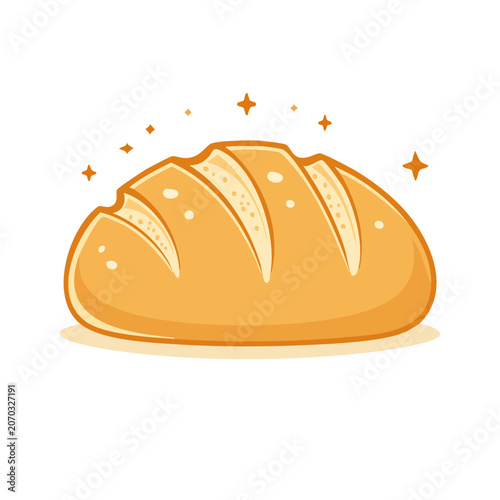 Fresh Bread Loaf Flat Vector Illustration