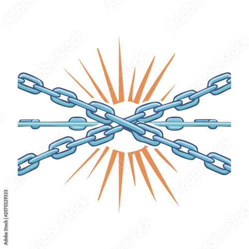 Broken chain with burst effect illustration