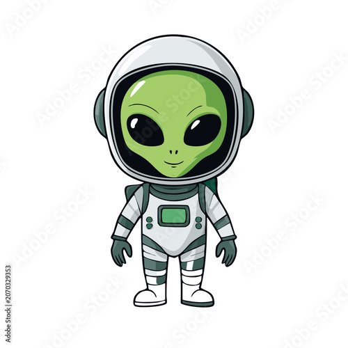 Cartoon Alien Astronaut in Space Suit