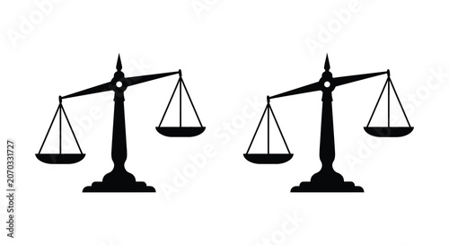 Foto Scales Of Justice Silhouette Against White Background Legal Symbolism