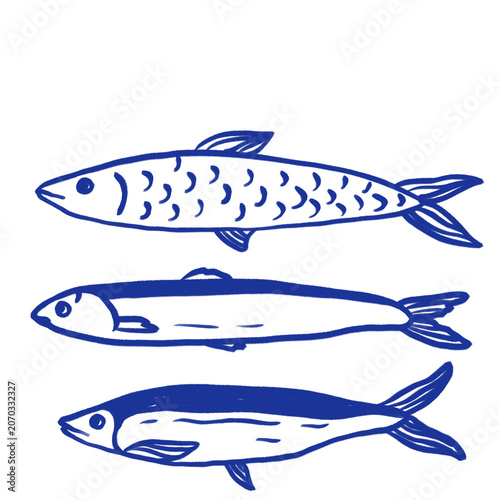 Fish Clipart Set | Marine Outline Fish Collection, Coastal Line Art Illustrations