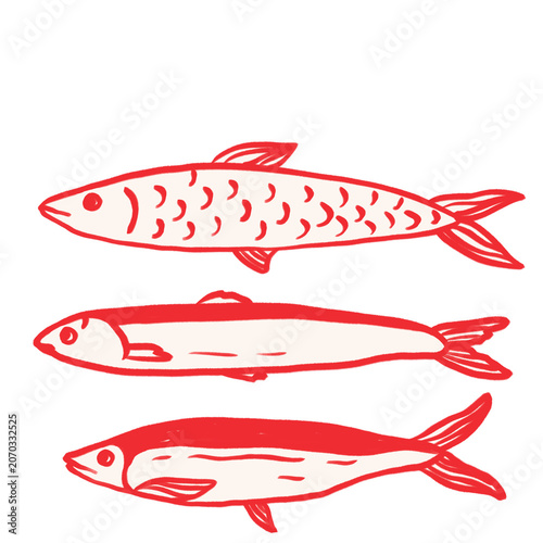 Fish Clipart Set | Marine Outline Fish Collection, Coastal Line Art Illustrations
