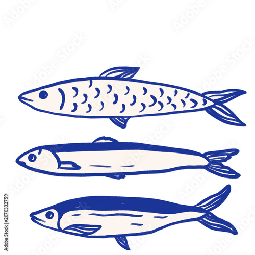 Fish Clipart Set | Marine Outline Fish Collection, Coastal Line Art Illustrations