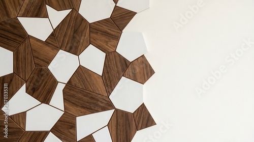 Striking Geometric Wood Tile Pattern Abstract Design