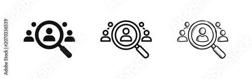 Tableau sur toile Human resource search icon set, job recruitment and talent hiring
