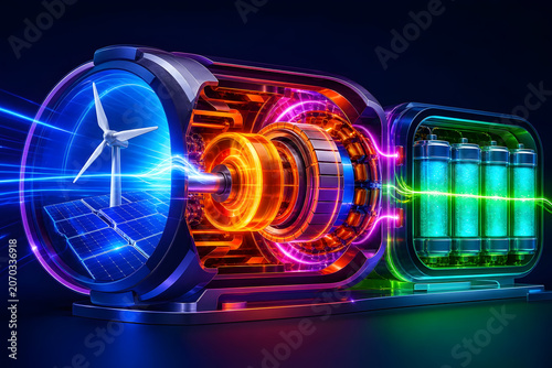 Vibrant abstract concept of renewable energy innovation with sat