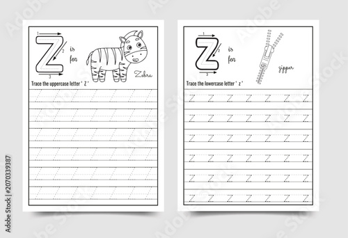Alphabet letter z handwriting practice worksheet for preschool and kindergarten education with alphabet handwriting practice worksheet