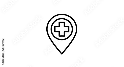 Medical Location Pin Icon: Hospital, Clinic, Pharmacy, Healthcare Map Marker