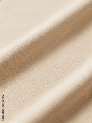 Close-up of Beige Fabric Texture with Soft Folds