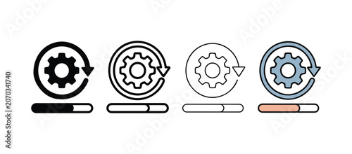 Photos Gear icons with arrows and sliders on white background  settings and configurati