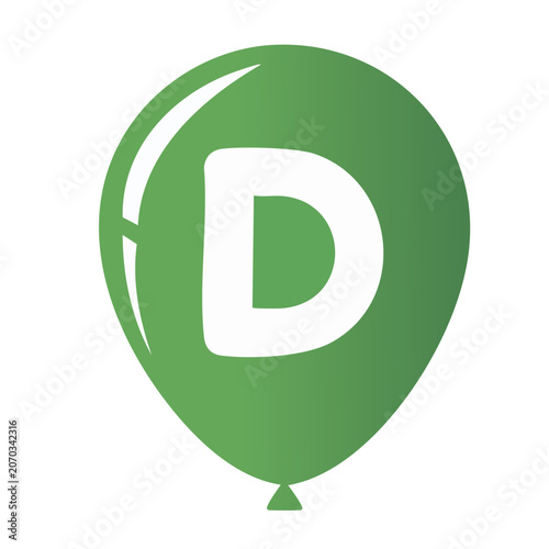 Green balloon with letter D icon