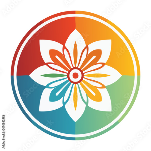 Abstract flower logo with colorful gradient circle