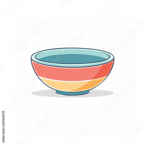 Colorful ceramic bowl flat vector illustration