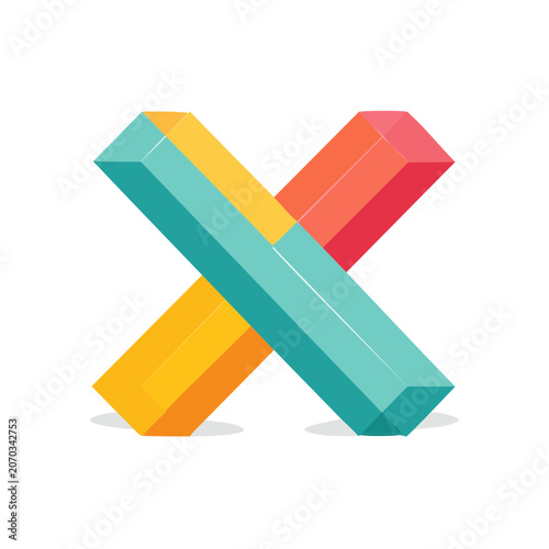 Colorful crossed pencils vector icon