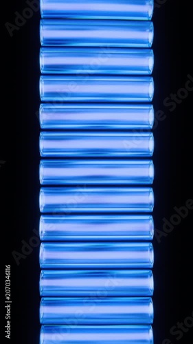 Glass Tubes Loop Rotating Spiral Blue Glowing 3D Animation