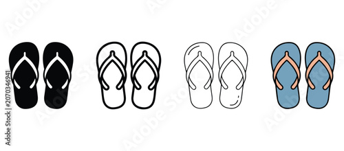 Foto Set of colorful flip flops in different styles and colors  flipflops  sandals