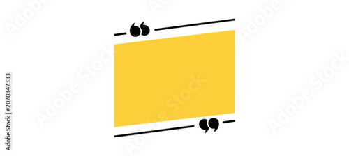 Slanted yellow quote text box template with parallel lines and quotation marks