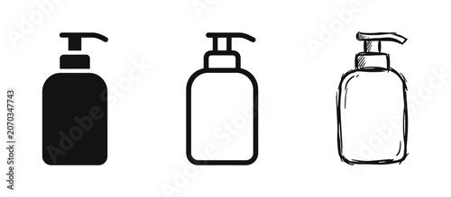 Εκτύπωση καμβά Soap dispenser bottle icon set, hygiene and sanitation symbol, vector illustrati
