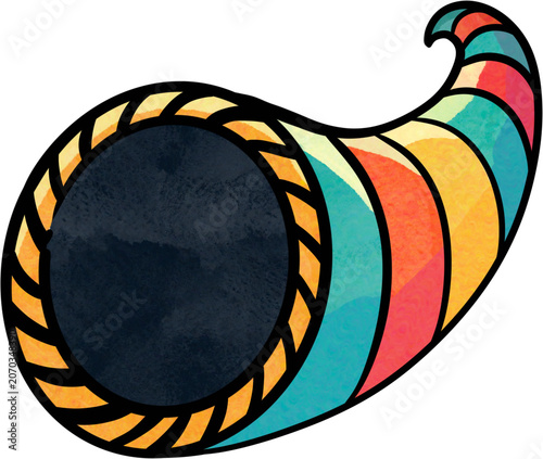 Colorful textured cornucopia illustration.