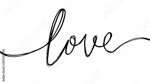Minimal Continuous Line Art Love Lettering Romantic Typography Illustration for Wedding Invitation and Social Media PNG