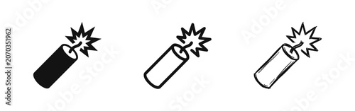 Tableau sur toile Explosive dynamite icon set in solid, outline, and sketch styles
