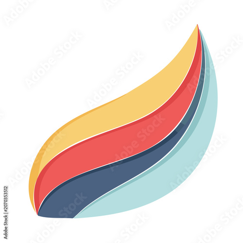 Colorful abstract wave illustration on transparent background
