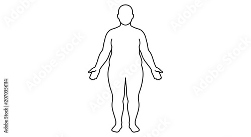 Tableau sur toile Human body silhouette on a white background a simple line drawing