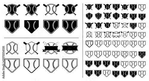Tableau sur toile Shield, crest, and coat of arms vector icons, black and white heraldry symbols,