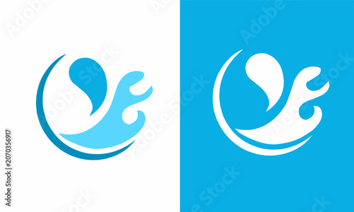 Abstract Blue Water Splash and Wave Logo Design