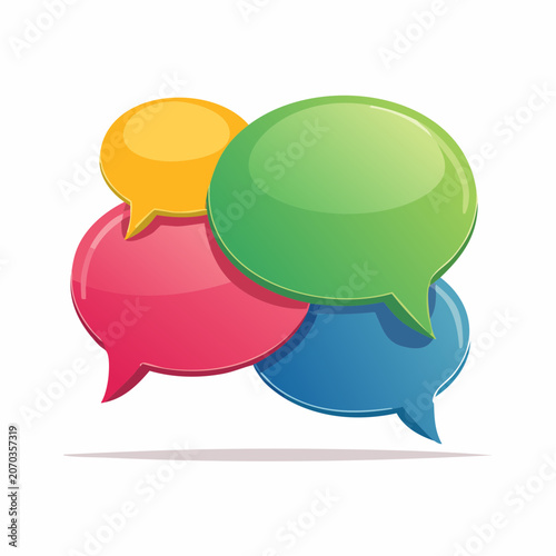 Vibrant overlapping speech bubbles representing diverse conversation and communication ideas
