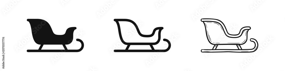 Fototapeta premium Christmas sleigh icons, winter holiday transport symbols