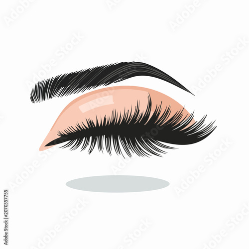 Close-up of a beautifully made-up eye with long lashes and subtle eyeshadow