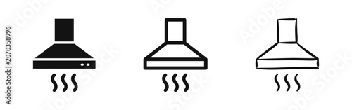 Tableau sur toile Kitchen Hood Icons Set in Glyph, Outline, and Sketch Styles