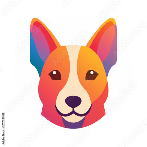 Flat geometric dog head illustration