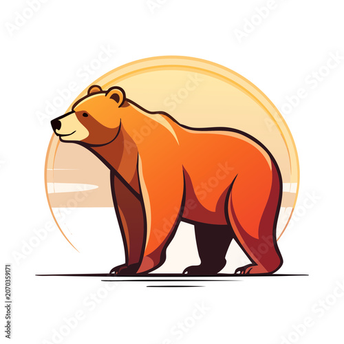 Flat illustration of a brown bear in side view