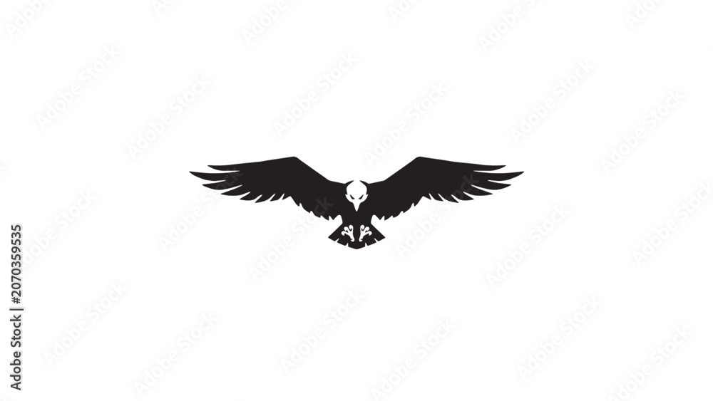 Fototapeta premium Black eagle icon, bird silhouette, winged emblem, vector graphics