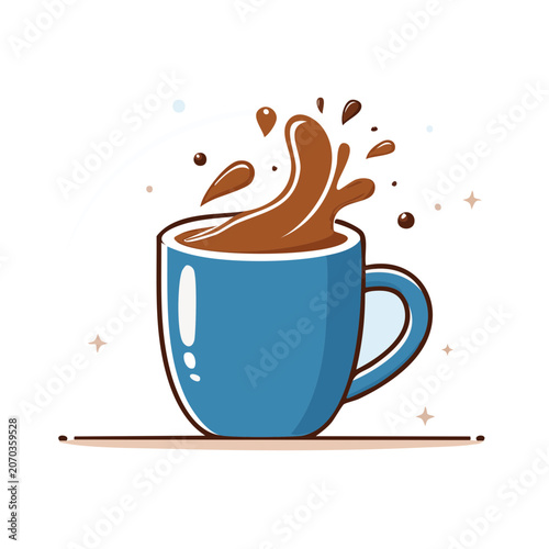 Blue coffee cup with splash illustration