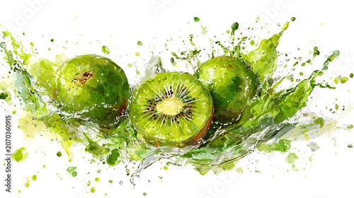 Kiwi splash with fresh green tones modern aesthetic