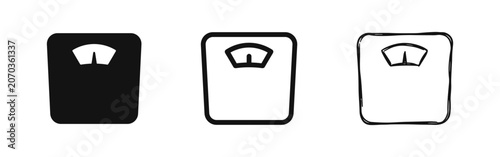 Fotografie Weight Scale Icons in Solid, Outline, and Sketch Styles