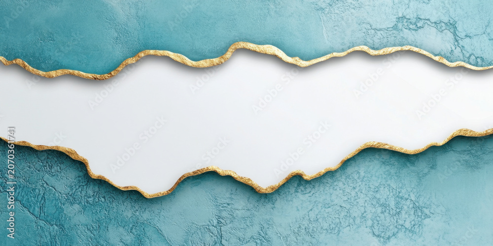 Fototapeta premium Abstract map shape background with torn paper edge and blue texture