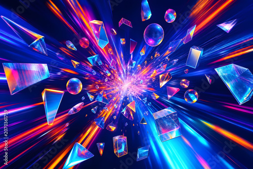 Vibrant Abstract Geometric Explosion of Colors Symbolizing Natio