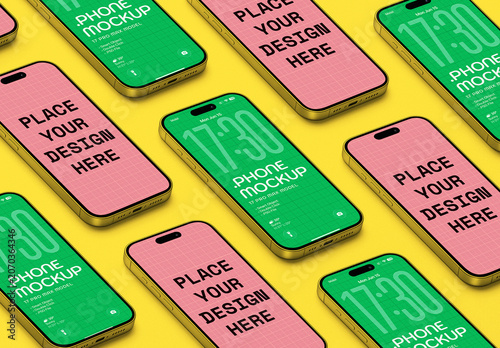 Diagonal Smartphone Mockup Set On Editable Background